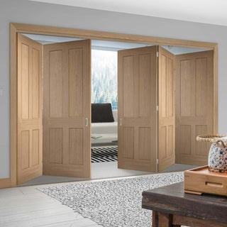 Image: Bespoke Thrufold Victorian 4P Oak Shaker Folding 3+2 Door