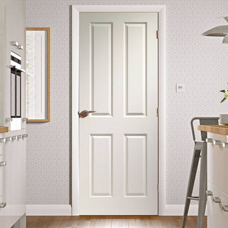 Image: Simpli Door Set - Victorian 4 Panel Door - Grained - White Primed