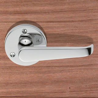 Image: M32 Victorian Scroll Lever Latch Handles on Round Rose - 2 Finishes