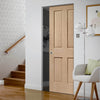 Bespoke Victorian Oak 4 Panel Single Frameless Pocket Door - No Raised Mouldings