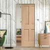Bespoke Victorian Oak 4 Panel Single Frameless Pocket Door - No Raised Mouldings - Prefinished