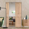 Bespoke Victorian Oak 4 Panel Double Frameless Pocket Door - No Raised Mouldings - Prefinished