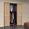 Bespoke Victorian Oak 4 Panel Double Pocket Door - No Raised Mouldings - Prefinished