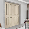 Prefinished Bespoke Victorian Oak 4 Panel Door Pair - Raised Mouldings - Choose Your Colour