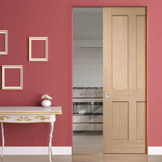 Image: Bespoke Victorian 4P Oak Shaker Single Frameless Pocket Door