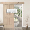 Single Sliding Door & Wall Track - Victorian Oak 4 Panel Door - No Raised Mouldings - Prefinished