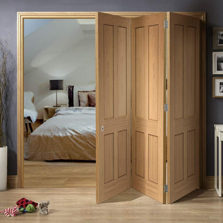 Image: Bespoke Thrufold Victorian 4P Oak Shaker Folding 3+0 Door