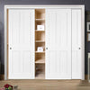 Minimalist Wardrobe Door & Frame Kit - Three Victorian Shaker 4 Panel Door - White Primed