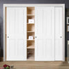 Three Sliding Maximal Wardrobe Doors & Frame Kit - Victorian Shaker 4 Panel Door - White Primed