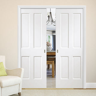 Image: Victorian White Double Evokit Pocket Doors - Prefinished