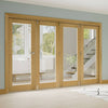 Four Folding Doors & Frame Kit - Walden Oak 3+1 - Clear Glass - Unfinished