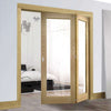 Two Folding Doors & Frame Kit - Walden Oak 2+0 - Clear Glass - Unfinished