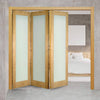 Three Folding Doors & Frame Kit - Walden Oak 3+0 - Frosted Glass - Unfinished
