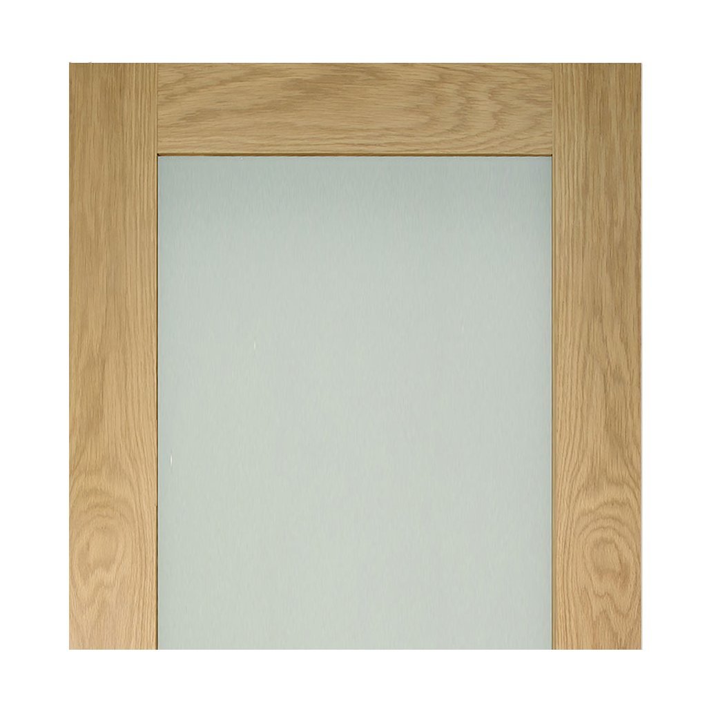 Walden American Oak Veneer Staffetta Twin Telescopic Pocket Doors - Frosted Glass - Unfinished