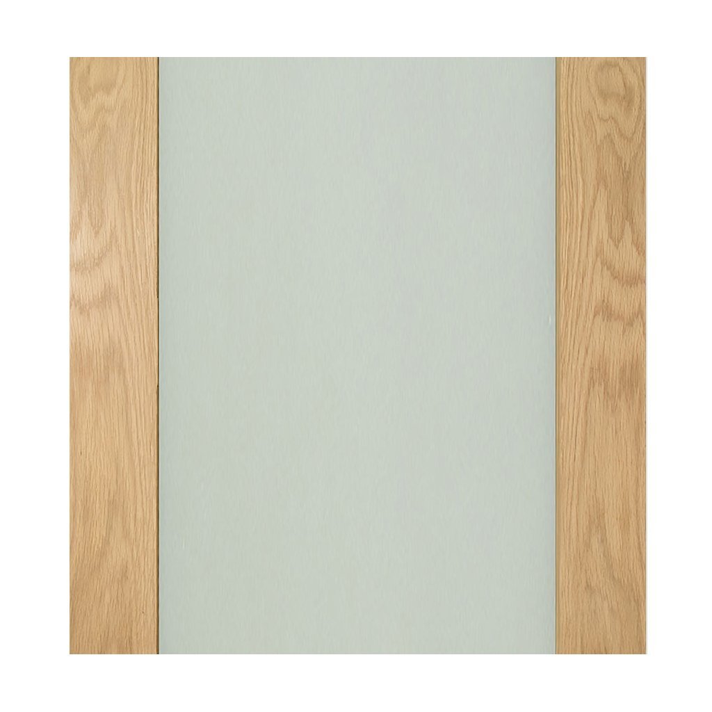 Walden American Oak Veneer Staffetta Twin Telescopic Pocket Doors - Frosted Glass - Unfinished