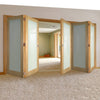 Five Folding Doors & Frame Kit - Walden Oak 3+2 - Frosted Glass - Unfinished