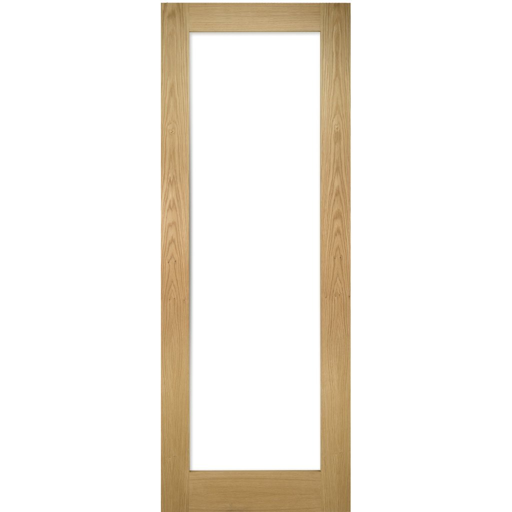 Walden Oak Absolute Evokit Single Pocket Door Detail - Clear Glass - Unfinished