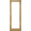 Single Sliding Door & Black Barn Track - Walden American Oak Veneer Door - Clear Safety Glass - Unfinished