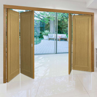 Image: Four Folding Doors & Frame Kit - Walden Oak 2+2 - Unfinished
