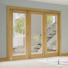 Three Folding Doors & Frame Kit - Walden Oak 3+0 - Clear Glass - Unfinished