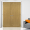 Bespoke Walden Real American Oak Veneer Internal Door Pair - Unfinished