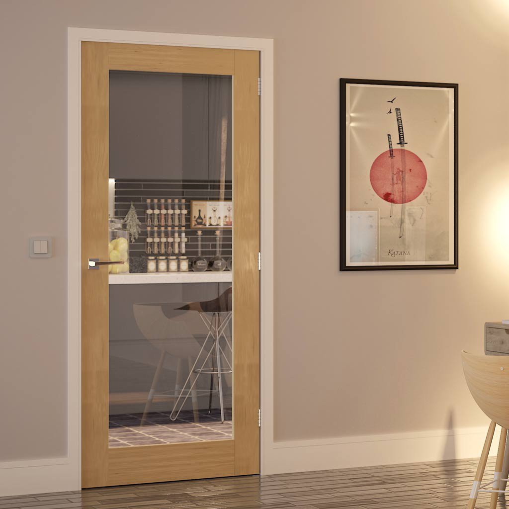 Bespoke Walden Real American Oak Veneer Internal Door - Clear Glass