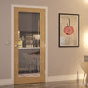 Walden oak veneer interior shaker door with clear safety glass