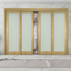 Four Sliding Maximal Wardrobe Doors & Frame Kit - Walden Real American Oak Veneer Door - Frosted Glass - Unfinished