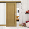 Single Sliding Door & Wall Track - Walden Real American Oak Veneer Door - Unfinished