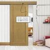 Single Sliding Door & Wall Track - Walden Real American Oak Veneer Door - Unfinished