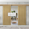 Double Sliding Door & Wall Track - Walden Real American Oak Veneer Door - Unfinished