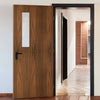 Bespoke Fire Door - Flush American Black Walnut Veneer - 30 Minute Fire Rated - Clear Glass - 08 - Prefinished