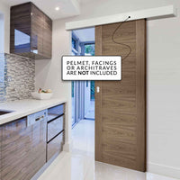Single Sliding Door & Wall Track - Sofia Walnut Veneer Door - Prefinished