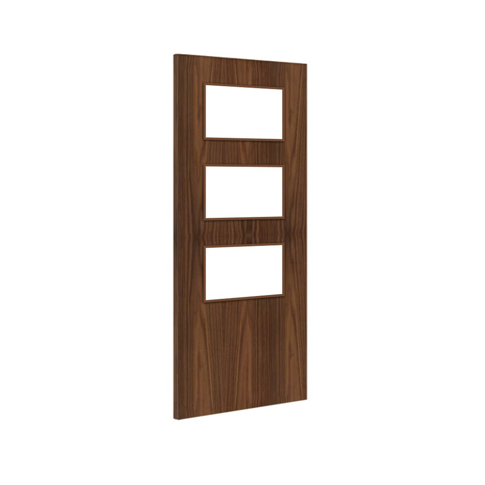Walnut veneer glazed interior door