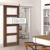 Single Sliding Door & Wall Track - Coventry Prefinished Walnut Shaker Style Door - Clear Glass