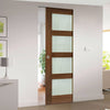 Coventry Walnut Shaker Style Absolute Evokit Single Pocket Door - Frosted Glass - Prefinished