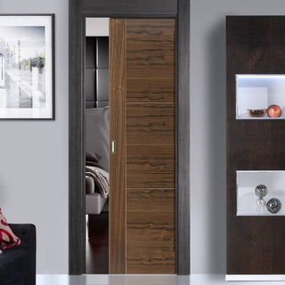 Image: Mistral Walnut Single Evokit Pocket Door - Prefinished