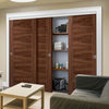 Minimalist Wardrobe Door & Frame Kit - Three Vancouver 5 Panel Flush Walnut Doors - Prefinished