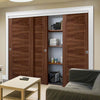 Three Sliding Wardrobe Doors & Frame Kit - Vancouver 5 Panel Flush Walnut Door - Prefinished