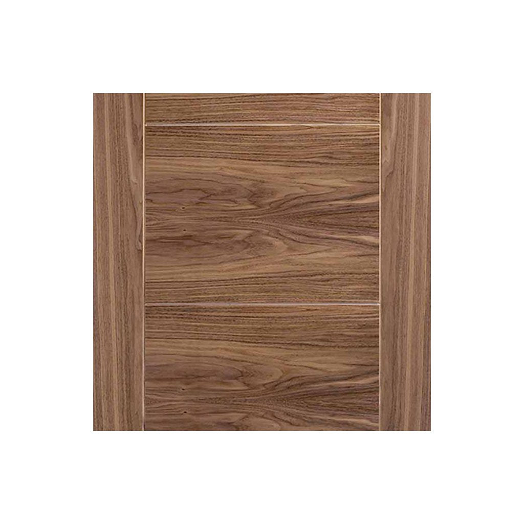 Single Sliding Door & Wall Track - Vancouver 5 Panel Flush Walnut Door - Prefinished