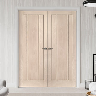 Image: Prefinished Bespoke Worcester Oak 3 Panel Door Pair - Choose Your Colour