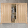 Minimalist Wardrobe Door & Frame Kit - Four Idaho 3 Panel Oak Doors - Unfinished 