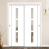 Minimalist Wardrobe Door & Frame Kit - Two Sierra Blanco Doors - Frosted Glass - White Painted