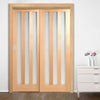 Two Sliding Wardrobe Doors & Frame Kit - Utah Oak Door - Frosted Glass - Prefinished