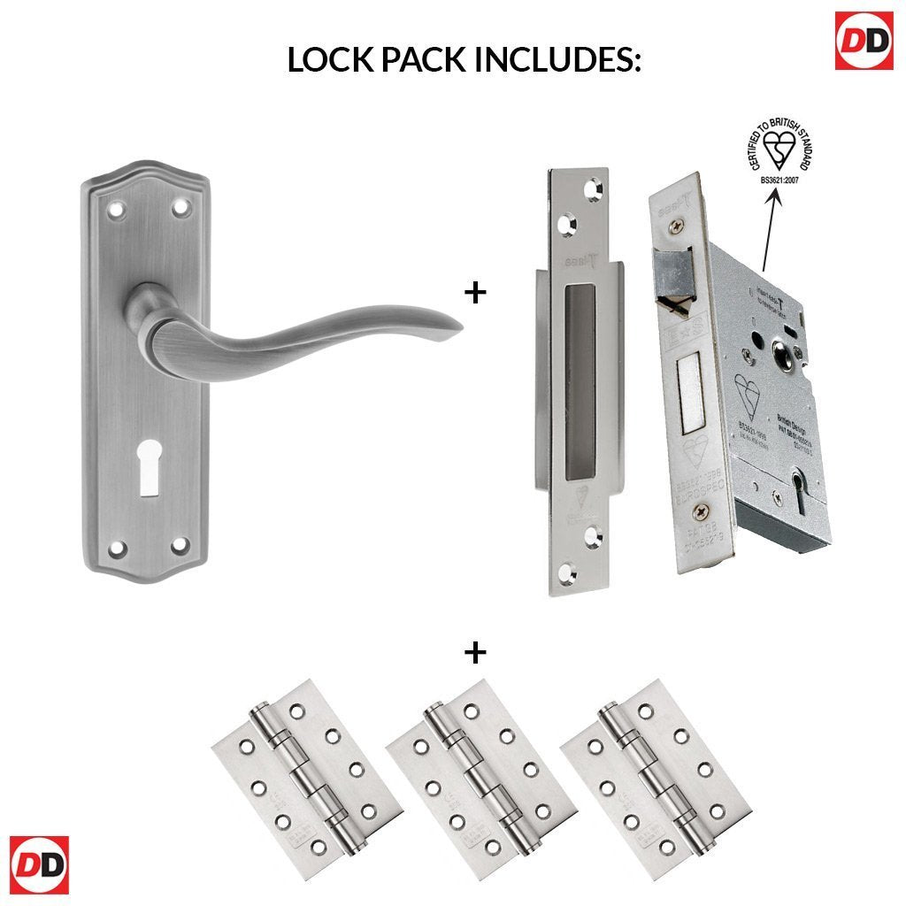 Warwick Old English Lever on Backplate - Key - Matt Gun Metal Handle Pack