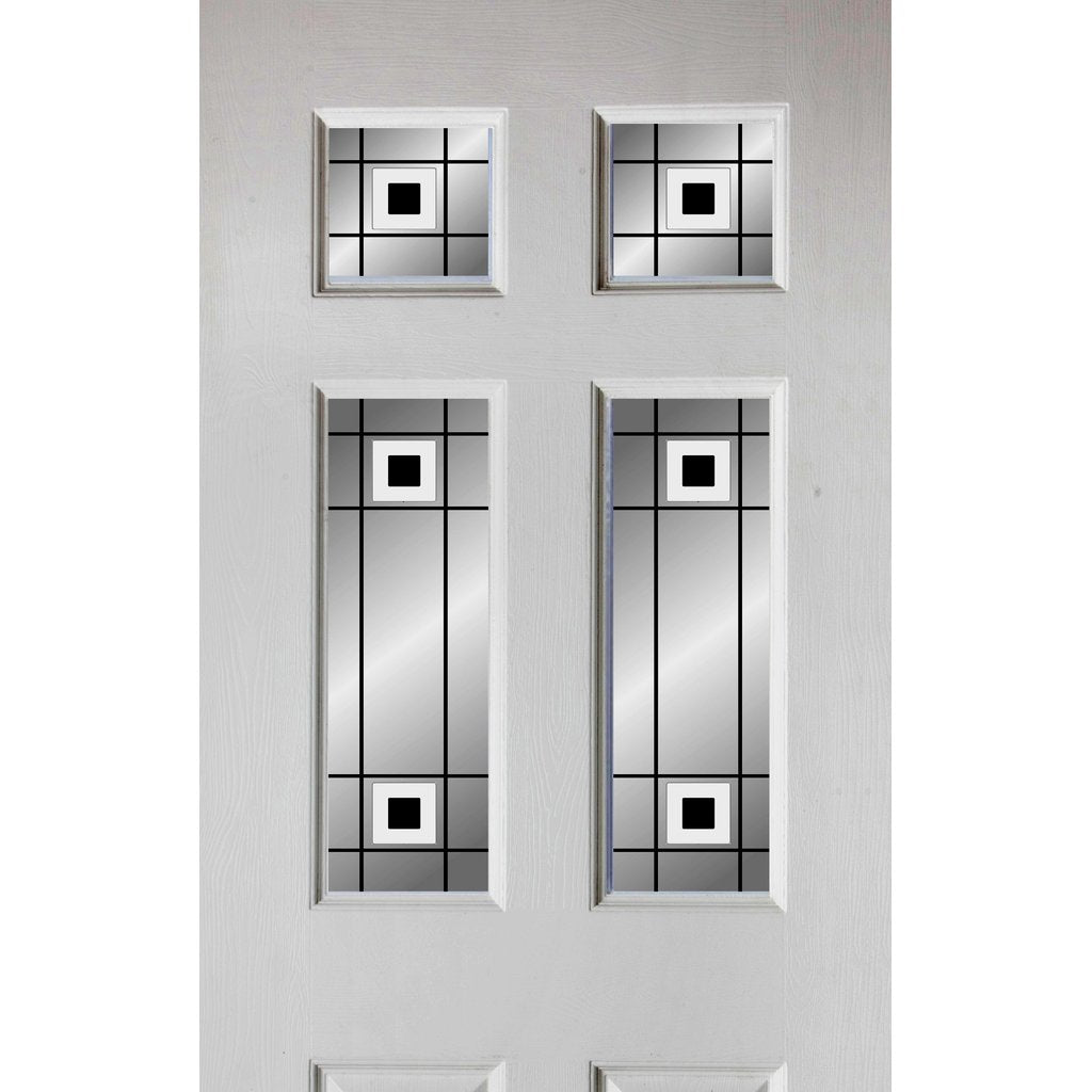White PVC washington door with grained faces 4 decraresin 3 style toughened glass 