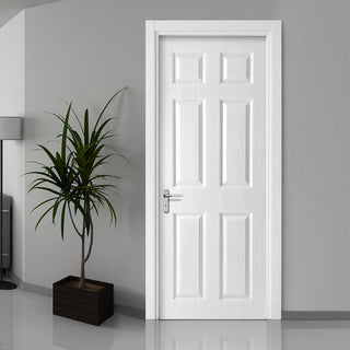 Image: White PVC washington solid 6 panel door grained faces 