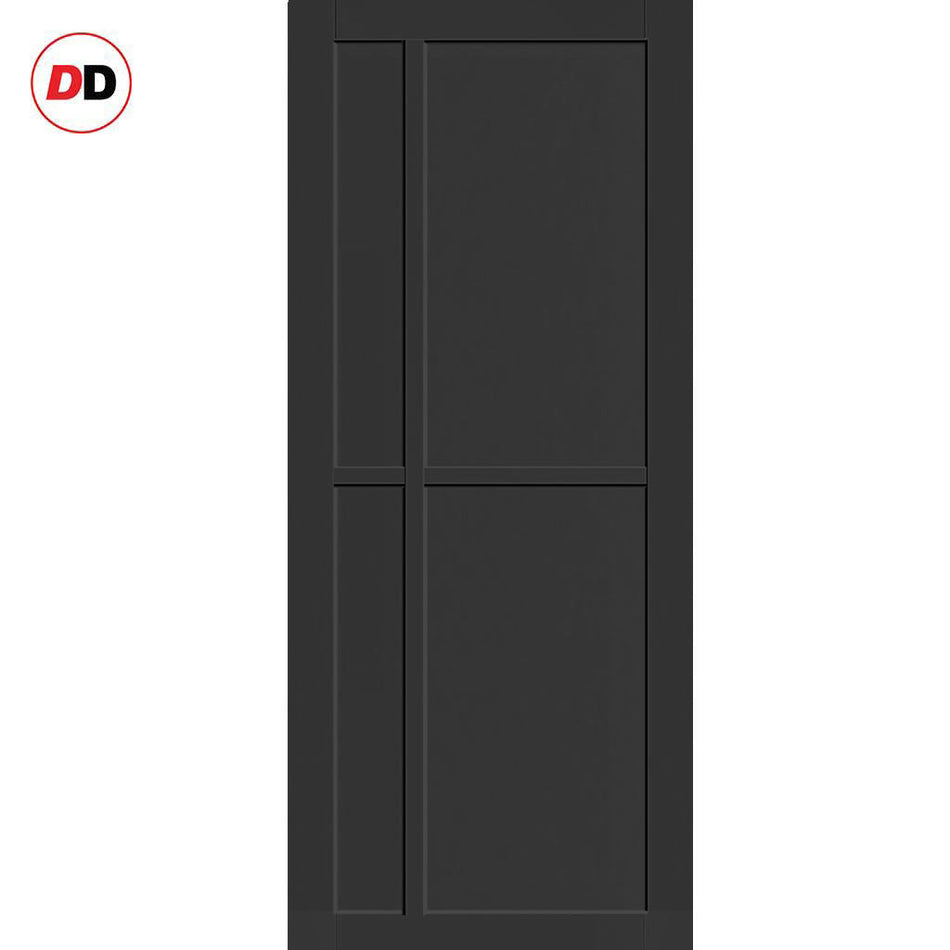 Marfa 4 Panel Solid Wood Internal Door UK Made DD6313 - Eco-Urban® Shadow Black Premium Primed