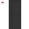 Top Mounted Black Sliding Track & Solid Wood Door - Eco-Urban® Marfa 4 Panel Solid Wood Door DD6313 - Shadow Black Premium Primed