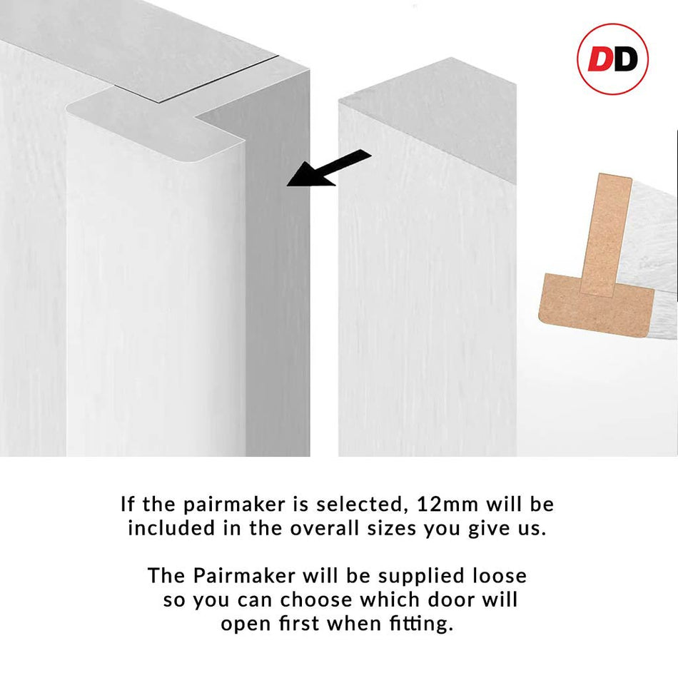 Eco-Urban Baltimore 1 Pane Solid Wood Internal Door Pair UK Made DD6301SG - Frosted Glass - Eco-Urban® Cloud White Premium Primed